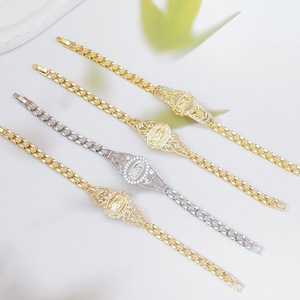 Virgin Mary Geometric Bracelet Gold Plated Copper Hollow Flower <strong>Watch</strong> Chain for Women - Product Image 3