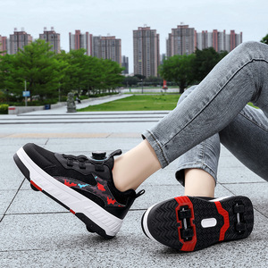 Kids Roller Shoes With Two Wheels Detachable Outdoor Sport Sneakers Size 28-41 Mesh Lining TPU Outsole - Product Image 2
