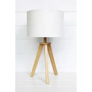 Wholesale fashion simple modern design wooden white fabric shape tripod table lamp