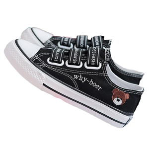 Chaussures décontractées à lacets lumineuses et respirantes pour étudiantes, brodées d'un ours, en toile, pour le printemps/été/automne, chaussures de marche pour femmes - Product Image 4