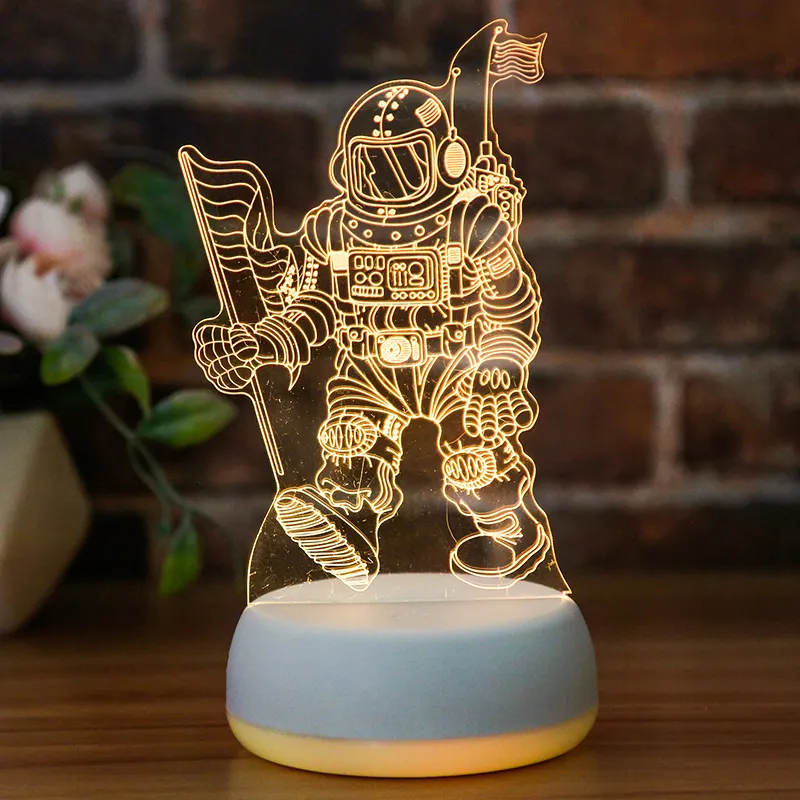 Hot Sale 3d Gaming Room Table Lamps Desk Setup Novelty Decor RGB Touch Blank Astronaut Acrylic Led Night Light For Kids Gift