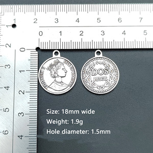Pendentifs Breloques en Alliage Vintage en Forme de Pièce de Monnaie Rondes Tête de Reine pour Fabrication de Bijoux DIY en Gros - Product Image 5