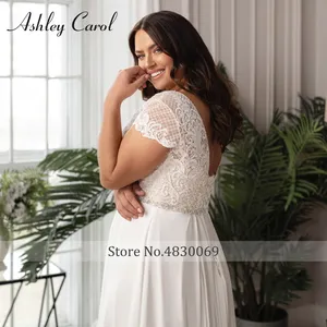 Ashley <span class=keywords><strong>Carol</strong></span> vestidos De novia De talla grande Sexy BOHO Sweetheart apliques manga corta gasa A-Line vestido De Novia Vestidos De Novia - Product Image 4