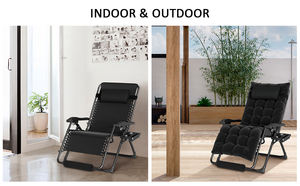 WOQIゼロ重力ラウンジチェアリクライナリクライナ耐久金属フレーム折りたたみ式屋外ガーデンチェアヘッドレスト付き - Product Image 6