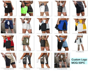 ホットセールダブルデッキ2 In1クイックドライジムショートタイトトレーニングランニングショーツパンツ男性迷彩フィットネスショーツ歓迎税関 - Product Image 5