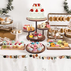 Mộc Mạc Bằng Gỗ Cupcake Tháp Đứng 4-Mảnh Món Tráng Miệng Bảng Hiển Thị Thiết Lập 1 Bữa Ăn Tối Tấm 2 Hình Chữ Nhật Lưu Trữ Hộp Thùng - Product Image 2