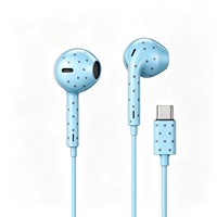 Écouteurs filaires USB-C semi intra-auriculaires imprimés tendance avec contrôle intégré et microphone, son stéréo pour smartphone – Offre Spéciale