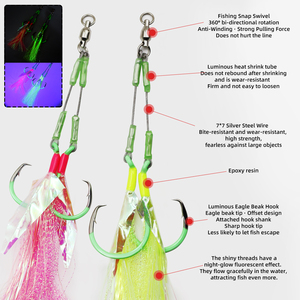 Hameçons assistés OEM 7/0 9/0 en acier haute teneur en carbone pour la pêche en mer, leurres brillants pour la pêche en rivière, haute qualité pour la pêche au gros gibier en eau salée - Product Image 3