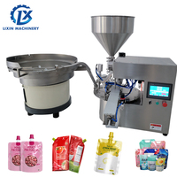 Machine de remplissage et de bouchage automatique de sachets à bec verseur pour jus et liquides, avec pompe rotative servo de bureau et pompe à engrenages LX-ACFS5