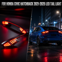 Assembly Sequential Dynamic Turn Signal Startup for Honda 11th Gen Civic Hatchback Smoke Red Full LED Tail Light