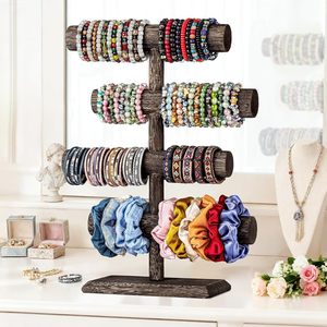 Présentoir en bois à 2 niveaux pour bijoux, bracelets et montres, support de rangement en bois pour bijoux, vente en gros d'usine - Product Image 1