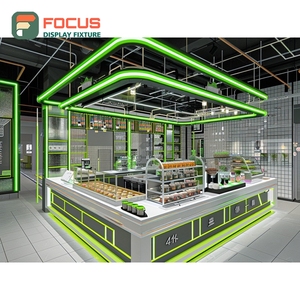 Mostrador de Servicio para Cafetería de Alta Capacidad con Acabado en Madera Mate, Área de Exhibición de Bolsas de Café, Mostrador Comercial para Cafetería - Product Image 4