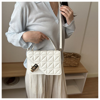 Tas Wanita Ukuran Kecil, Tas Rantai Minimalis Baru, Tas Tangan Kotak Berpola Rhombus Kasual Stylish untuk Wanita