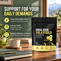 Gummies de Shilajit en gros sous marque privée avec Ashwagandha et Gokshura, 60 unités, pour la vitalité quotidienne masculine, complément alimentaire OEM&ODM
