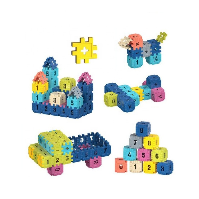 90pcs Creative Educational Digital Building Blocks Toy Kids DIY Interlocking Square Building Bricks Construction Set Puzzle Game