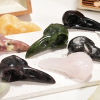 Crânes d'oiseaux en obsidienne naturelle en gros, crânes de corbeau, crânes d'animaux en cristal, crânes de corbeau artisanaux, cristaux de guérison