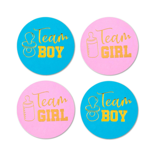 24 Azul Rosa Hot Stamping Stickers Team Boy Team Girl Género Fiesta Pegatinas Votación Pegatinas - Product Image 6
