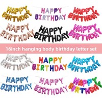 Ballon en film d'aluminium T1700 de 16 pouces, monogramme en lettres pour la décoration de fête d'anniversaire