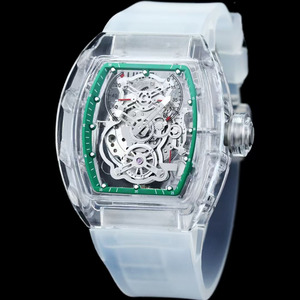 <b>Top</b> luxury and trendy transparent collection tourbillon power reserve rubber strap sapphire <b>crystal</b> men's mechanical watch - Product Image 4