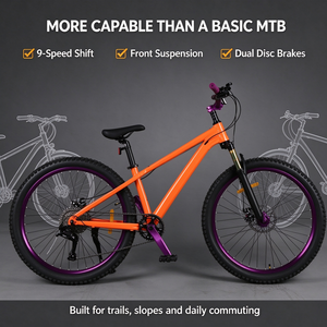 Bicicleta de Montaña para Adultos de <span class=keywords><strong>26</strong></span> Pulgadas, 120 Clicks, 9 Velocidades, Frenos de Disco Dobles, Palanca de Cambios con Cambio de Color, Cuadro de Acero al Carbono - Product Image 4