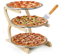 Supports de présentation en bois pour pizzas, plateaux à étages, présentoirs à plateaux, supports pour plateaux de service, présentoirs pour plats de desserts