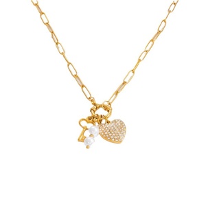 Collar Hecho a Mano con Colgante de Acero Inoxidable Chapado en Oro de 18K con Corte Princesa para Mujer, Cadena Versátil de Estilo Moderno para Fiestas - Product Image 5