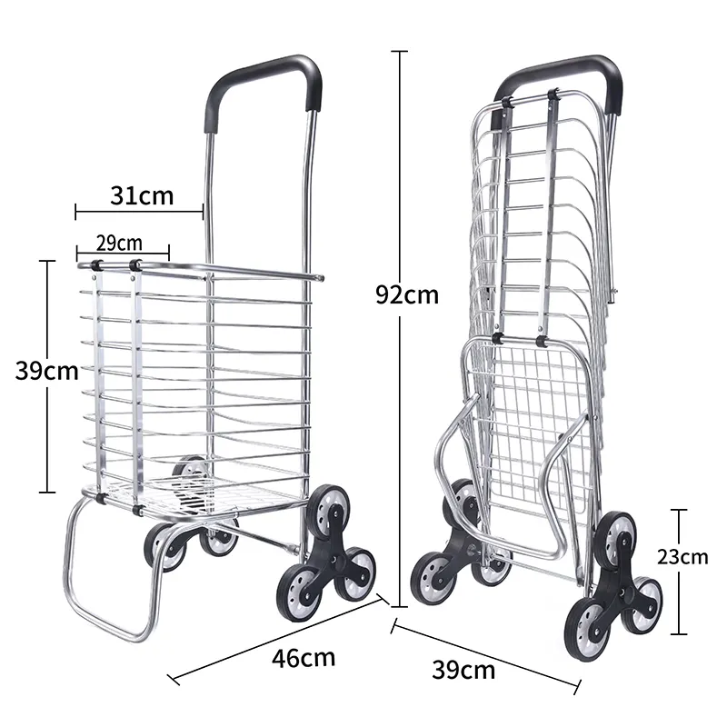 Opvouwbare Winkelwagen Trolley Kar Op Wielen Oxford Stoffen Tas Draagbare Trolley Winkelmand Utility Trap Klimkar