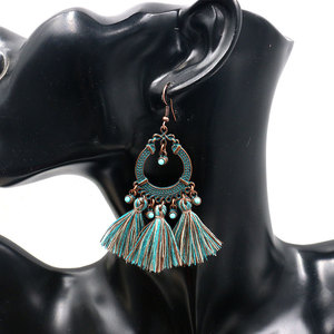 Bohemian Tassel <b>Drop</b> Earrings Alloy Antique <b>Bronze</b> Plated Women's Party Fashion Jewelry - Product Image 2