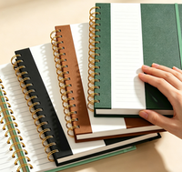 Cuaderno Espiral A5 de PU Suave al Tacto, 100 Hojas de Papel Grueso Rayado, Encuadernación con Alambre Dorado, Diario, Cuaderno de Escritura para Oficina y Escuela