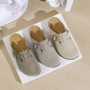 Wholesale Genuine Suede <strong>Closed</strong> <strong>Toe</strong> Autumn Clogs Cork Foot Bed Leather <strong>Mules</strong> Comfortable Casual Potato Shoes with Arch Support - Product Image 3