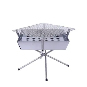 Outdoor picnic stainless steel barbecue meat rack folding charcoal barbecue portable barbecue equipment