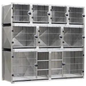 Cage en acier inoxydable pour animaux domestiques, équipement robuste pour vétérinaire, système de Cage modulaire pour animaux de compagnie, usine professionnelle OEM