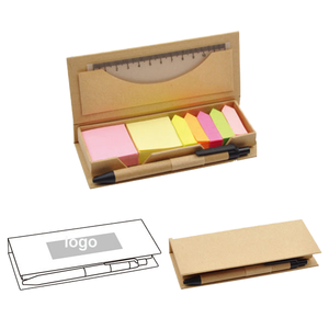 Bloc-notes adhésif personnalisé coloré, design créatif, recyclé, avec stylo, règle et impression numérique - Product Image 1
