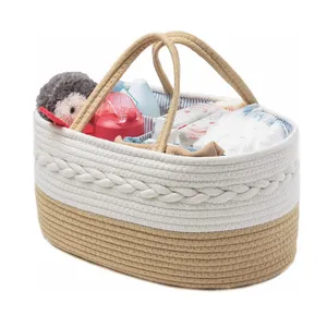 Baby Shower Gifts Nappy Diaper Caddy Organizer Cotton Rope Woven Nursery Storage Basket