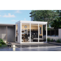 Maison de retraite de méditation contemporaine de luxe, cabane de fitness modulaire pour jardin avec construction en panneaux sandwich