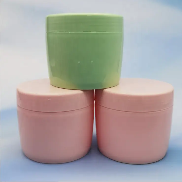 Faible QUANTITÉ MINIMALE DE COMMANDE Haute Fin Givré Mat Rose vert pot cosmétique 8oz Pots En Plastique Avec Couvercles vert pot cosmétique pour la crème