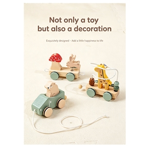 Blocchi di Costruzione in Legno a Forma di Treno con Rimorchio a Corda per l'Educazione Precoce e lo Sviluppo dell'Intelligenza dei Bambini - Product Image 4