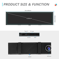 Caméra embarquée Podofo 10,99'' HD double objectif 4K DVR sans fil Carplay/Android Auto IPS WIFI avec vision nocturne, caméras avant/arrière