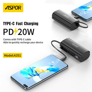 ASPOR A352 Factory Price Built In Cable 5000mAh Ultra-Thin <strong>Power</strong> <strong>Banks</strong> <strong>Mini</strong> Compact Portable Emergency <strong>Power</strong> <strong>Bank</strong> - Product Image 4