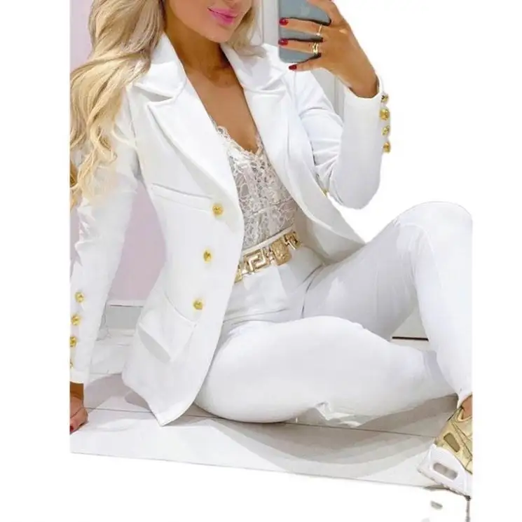 Plus Size Womens Suits And Blazer Plain Office Business Casual Suits Set For Women Professional Formal Suit For Women