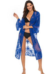 Wholesale Floral Embroidery <strong>Cover</strong> <strong>up</strong> 6 Colors Women's Summer Beach <strong>Kimono</strong> - Product Image 4