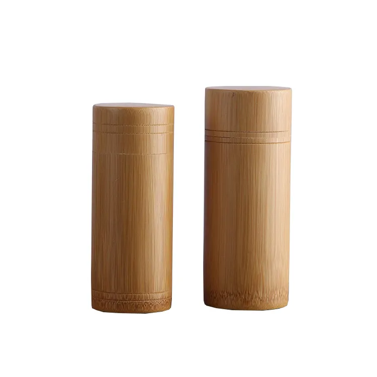 Tabung bambu tabung bambu padat portabel kustom grosir kaleng teh tabung bambu untuk penyimpanan