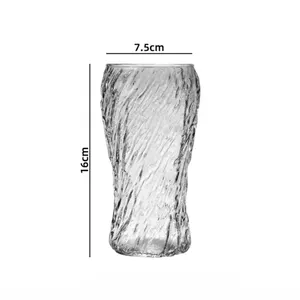 Raymond mug bir vertikal kaca transparan tahan panas 600ml kaca kelopak kaca gletser