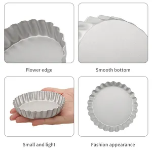 Non-Stick Round Mini Tart Pan Pizza Baking Tray Mould Carbon Steel Quiche Pans Cake Mold Mini Tart And Cheesecake Pan