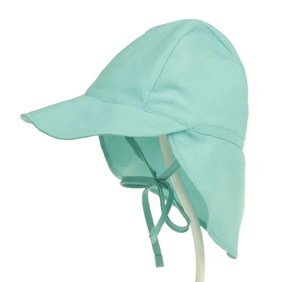 RTS-Sombrero de protección para el cuello ajustable unisex, gorra de natación con protección UV para niños, gorro de playa para bebé con cordón