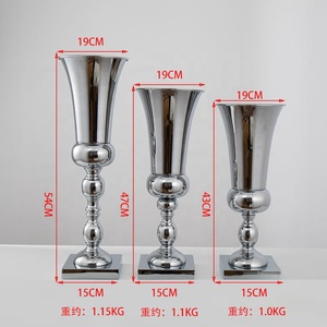 FS017 Metal Goblet Vase Gold Silver Wedding <b>Table</b> Centerpiece Flower Vase for Banquet Party Event Reception <b>Table</b> <b>Decor</b> - Product Image 2