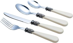 Flatware 24 Cái/Thép Không Gỉ Cổ Điển Đồ Bạc/Bộ Dao Kéo Màu Ngà Voi Bảng Knife/Dinner Fork/Muỗng Canh/Muỗng Cà Phê - Product Image 2
