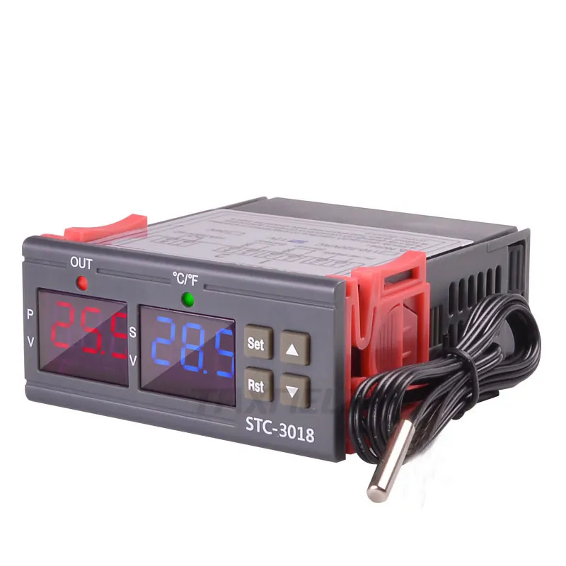 Dual Digital Temperatur Controller STC-3018 12V 24V 110-220V Celsius & Fahrenheit Temperaturregler Thermostat Schalter