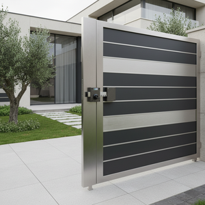 MOTTURA E45 34.352 cancello in ferro laterale moderno per Villa House Building in acciaio inossidabile altalena scorrevole in alluminio aperto - Product Image 3