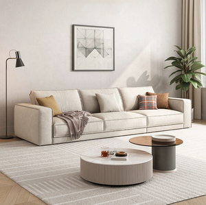 Sofá Modular de Tela Estilo Americano Moderno para Tres Personas, Sofá Concubina <span class=keywords><strong>Noble</strong></span> Color Crema, en Línea Recta, para Sala de Estar - Product Image 3